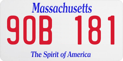 MA license plate 9OB181