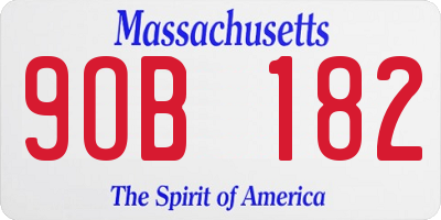 MA license plate 9OB182