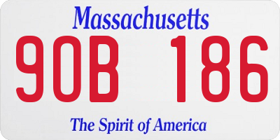 MA license plate 9OB186