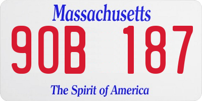 MA license plate 9OB187
