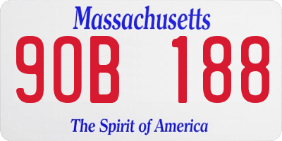 MA license plate 9OB188