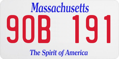 MA license plate 9OB191