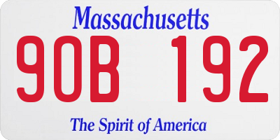 MA license plate 9OB192