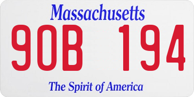 MA license plate 9OB194