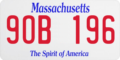 MA license plate 9OB196