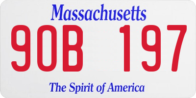MA license plate 9OB197