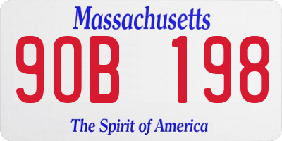 MA license plate 9OB198