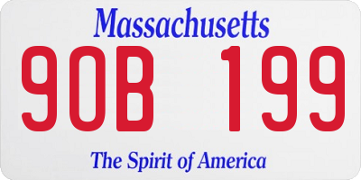 MA license plate 9OB199