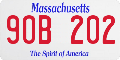 MA license plate 9OB202