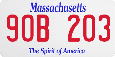 MA license plate 9OB203