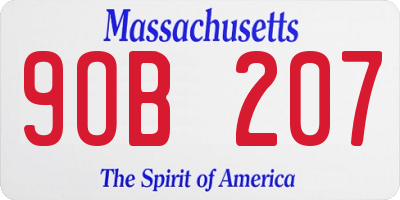 MA license plate 9OB207