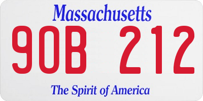 MA license plate 9OB212