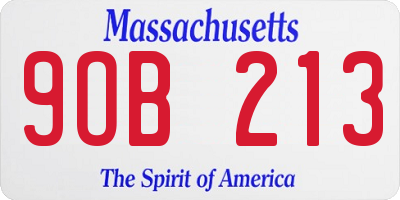 MA license plate 9OB213