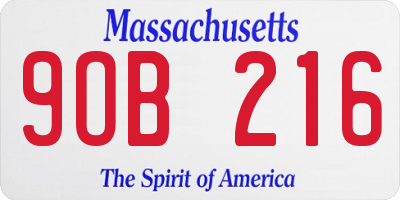 MA license plate 9OB216