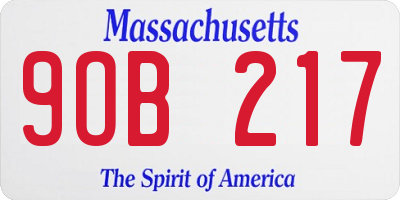 MA license plate 9OB217