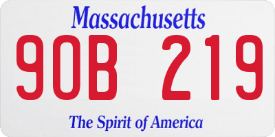 MA license plate 9OB219