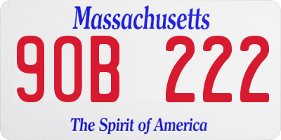MA license plate 9OB222