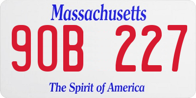 MA license plate 9OB227