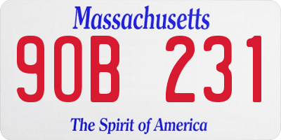 MA license plate 9OB231