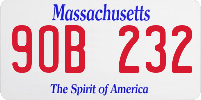 MA license plate 9OB232