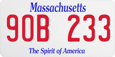 MA license plate 9OB233