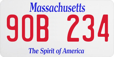 MA license plate 9OB234