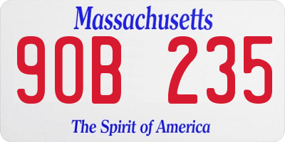 MA license plate 9OB235