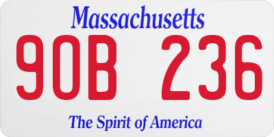 MA license plate 9OB236