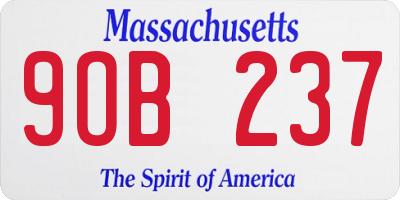 MA license plate 9OB237