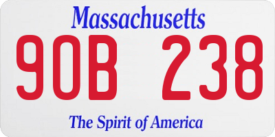 MA license plate 9OB238