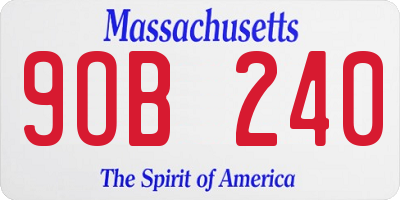 MA license plate 9OB240