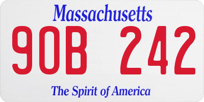 MA license plate 9OB242