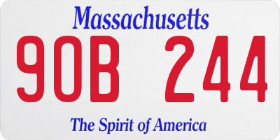 MA license plate 9OB244