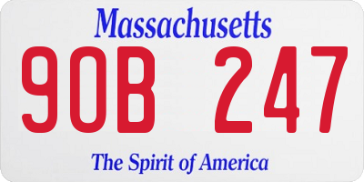 MA license plate 9OB247