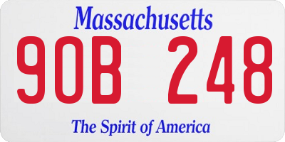 MA license plate 9OB248
