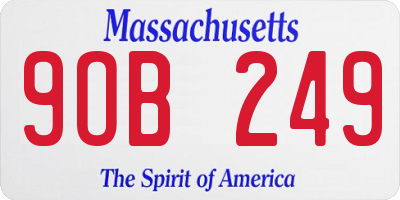 MA license plate 9OB249