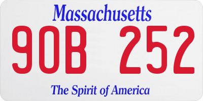 MA license plate 9OB252
