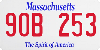 MA license plate 9OB253