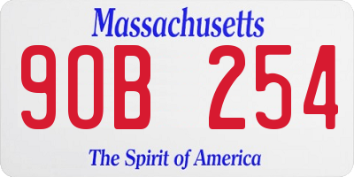 MA license plate 9OB254
