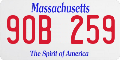 MA license plate 9OB259