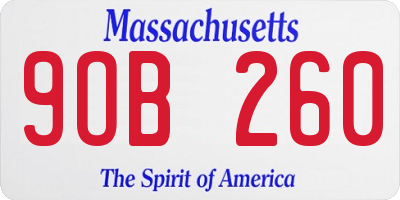 MA license plate 9OB260