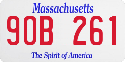 MA license plate 9OB261