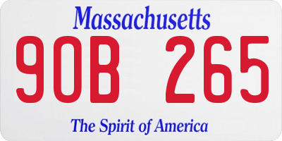 MA license plate 9OB265