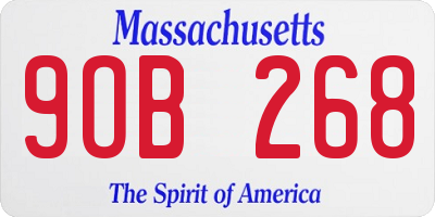 MA license plate 9OB268