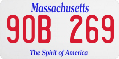 MA license plate 9OB269