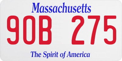 MA license plate 9OB275