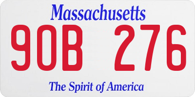 MA license plate 9OB276