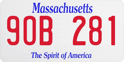 MA license plate 9OB281