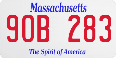 MA license plate 9OB283