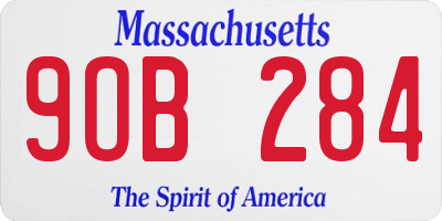 MA license plate 9OB284
